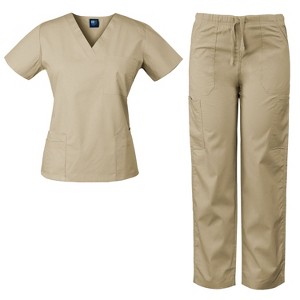 Medgear Women's Scrubs Set Medical Uniform - 4 Pocket Top and Multi Pocket Pants - 1 of 4