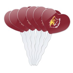 Northern State University Primary Logo Heart Love Cupcake Picks Toppers Decoration Set of 6 - 1 of 4