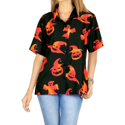 HAPPY BAY Women's Hawaiian Blouse Short Sleeve Vintage Shirt Halloween Costumes Pirate Shirts Button Down Tops for Women