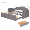Twin Size Upholstered daybed with Cloud-Shaped Backrest, Trundle and 2 Drawers and USB Ports, Beige - 4 of 4