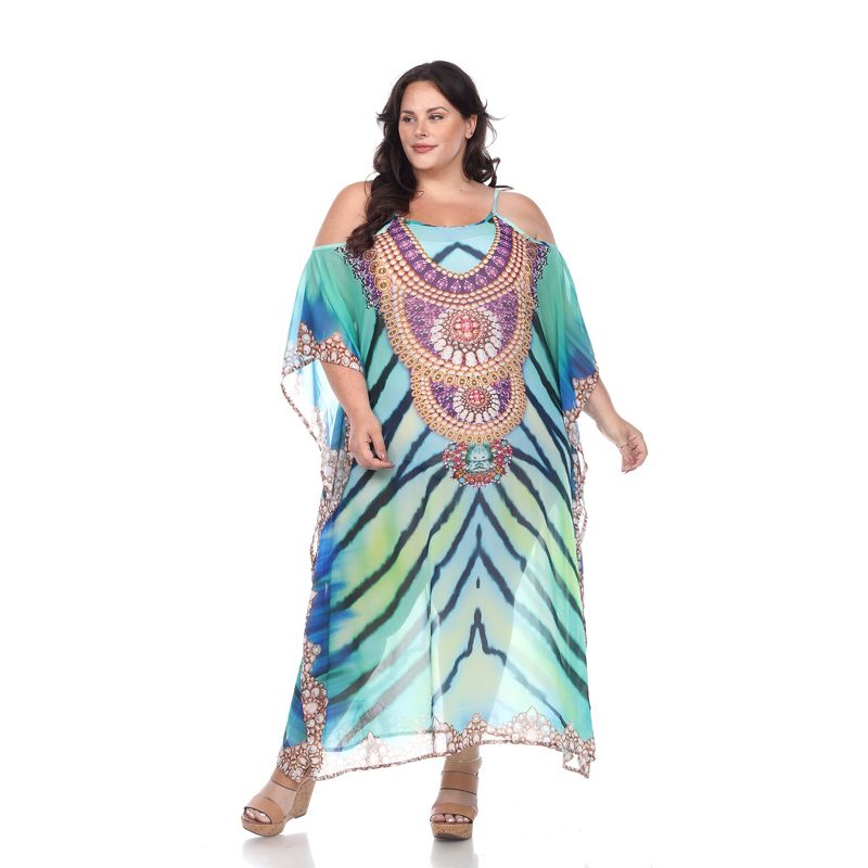 Plus Size Sheer Caftan Maxi Dress - One Size Fits Most Plus - White Mark, 1 of 6