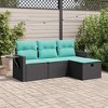 vidaXL 4-Piece Black Poly Rattan Patio Sofa Set with Storage, Cushions & Footstool for Garden, Terrace, Deck - Weather-Resistant, Removable Covers - 2 of 4