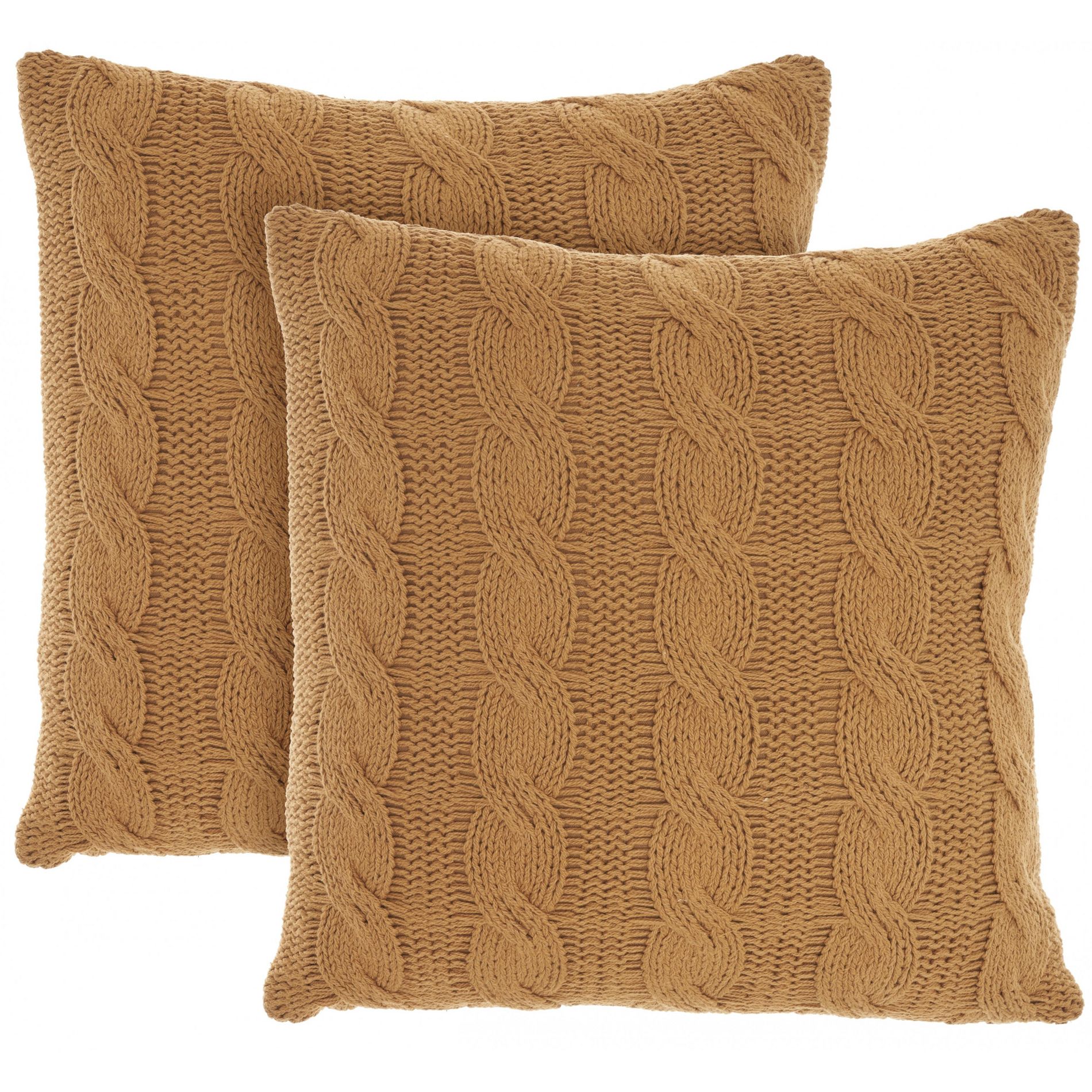 Mina Victory Life Styles Cotton Knitted 18"x18" Indoor Throw Pillows Set of 2