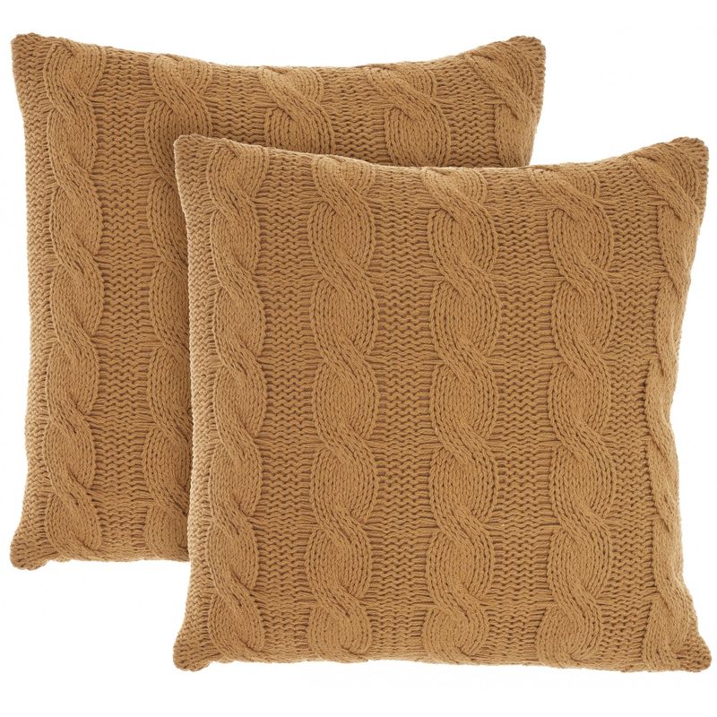 Mina Victory Life Styles Cotton Knitted 18"x18" Indoor Throw Pillows Set of 2, 1 of 9