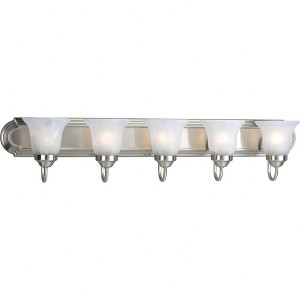 Progress Lighting Builder 5-Light Bath Bracket, Brushed Nickel, Alabaster Glass - 1 of 2