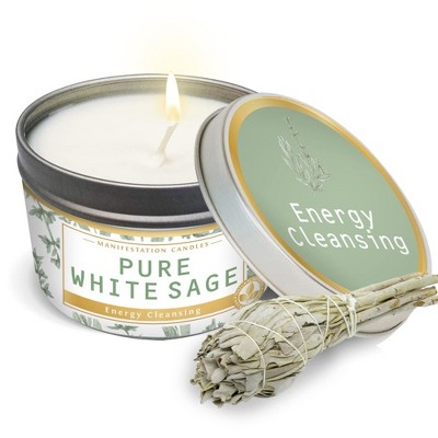 Magnificent 101 Long Lasting Pure White Sage Scented Candle | 6 Oz - 35 Hour Burn Soy Wax Smudge Candle