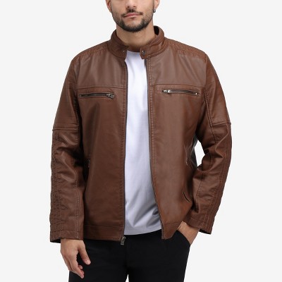 X RAY Mens Motorcycle PU Leather Jacket With Faux Shearing Lining