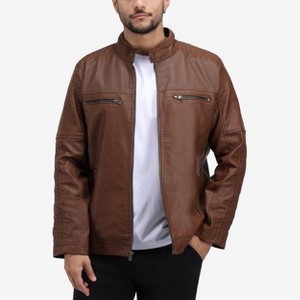 X RAY Mens Motorcycle PU Leather Jacket With Faux Shearing Lining - 1 of 4