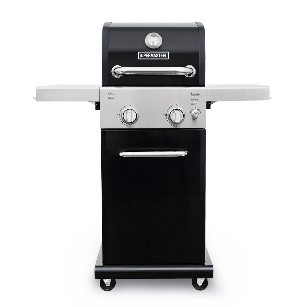 Photos - Fryer Permasteel PG-40201-BK 2-Burner Gas Grill with Foldable Side Tables - Blac