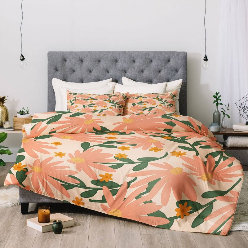 Meadow of Autumn Wildflowers Lane and Lucia Comforter Set Orange/Green/Beige - Deny Designs, 5 of 6