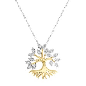 GILDED 1/10 ct Lab Grown Diamond Pendant Necklaces, SI1-SI2 Clarity, F-G Color, 14K Gold Plated Sterling Silver, 18" Chain - 1 of 4