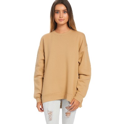 U.S. Apparel Men's & Women's Oversized Crew Neck Cozy Sweatshirt | Camel