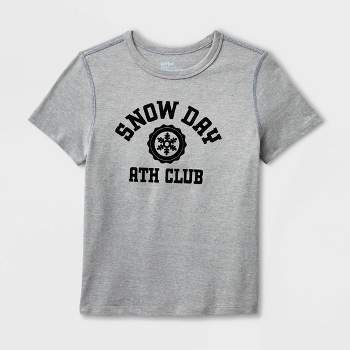 Kids' Adaptive Short Sleeve 'Snow Day' Graphic T-Shirt - Cat & Jack™ Gray