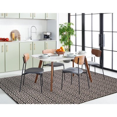 Montauk Black and Ivory Cotton Geometric Area Rug