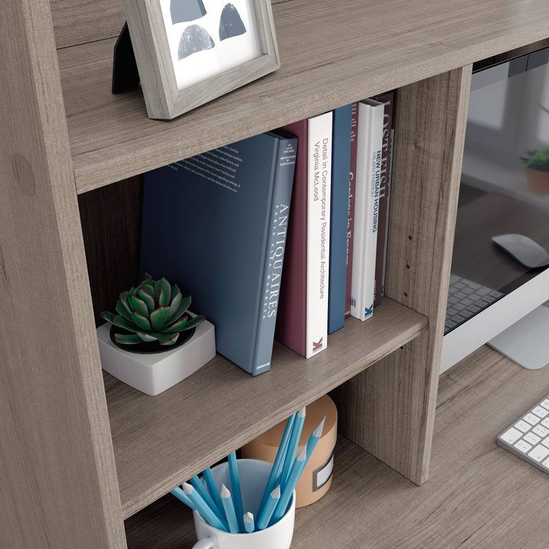 BeginningsDesk with Hutch Silver Sycamore - Sauder: Home Office Furniture, Adjustable Shelves, Laminated Finish, 4 of 7