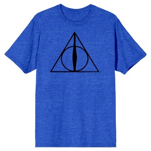 Harry Potter Deathly Hallows Men's Royal Blue Heather T-shirt - 1 of 3