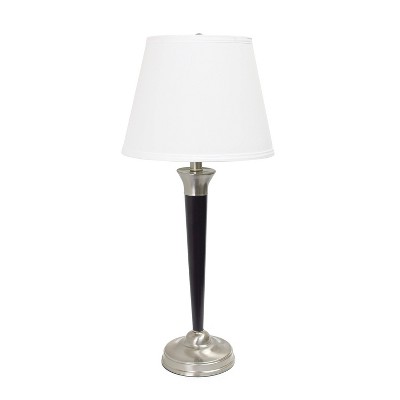 Malbec Black and Brushed Nickel 3-Piece Lamp Set with Cream Shades