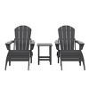 WestinTrends Malibu HDPE Outdoor Patio Folding Poly Adirondack Chairs with Ottomans and Side Table (5-Piece Conversation Set) - 3 of 4