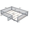 Lyngins Full Size Kids' Platform Bed Frame with Fence & Open/Close Small Door, Montessori Floor Bed Frame with Support Slats, Wooden Toddler Bed - 4 of 4