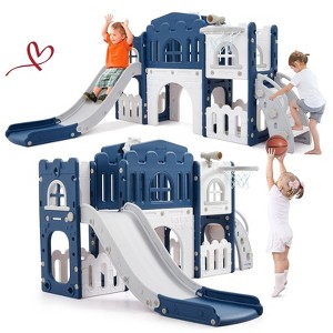 8 in 1 Toddler Slide Toddler Playset for Toddlers Age 1-3 Baby Playset for Indoor Outdoor Playground with Climber Crawling Tunnel - 1 of 4