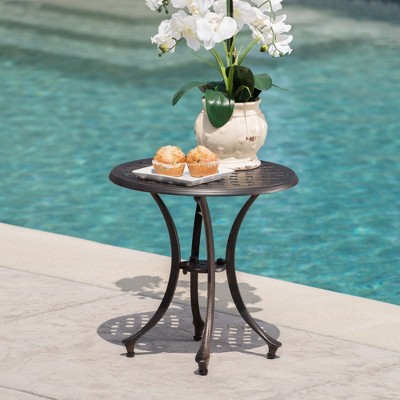 Maggift Patio End Tables Accent Side End Table for Outdoor and Indoor, Garden, Backyard Use, Special Design, Black, 19.25"*19.25"*19"