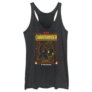 Women's Pokemon Charmander Retro Grid Racerback Tank Top - 1 of 4