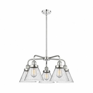 Cone - 5 Light Stem Hung Chandelier In Art Deco Style-15 Inches Tall and 25.75 Inches Wide - 1 of 1