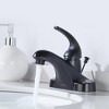 WOWOW 4 in. Centerset Single-Handle Low Arc Bathroom Faucet with Drain Kit Included in Brushed Nickel - 2 of 4