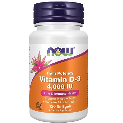 High Potency-Vitamin D-3-4,000 IU by Now Foods  -  120 Softgel