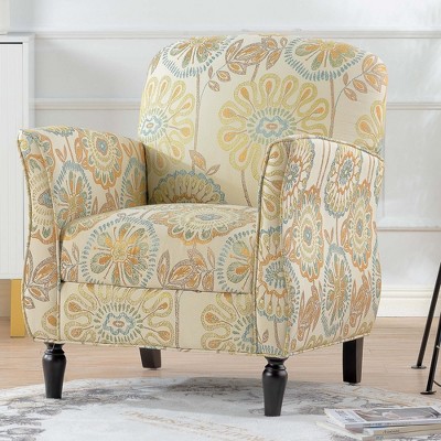 VYNXARIA Accent Chairs For Living Room,the woven fabric has novel patterns, high color fastness, and is gentle and skin friendly,Beige+yellow