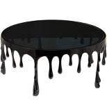Contemporary Melting Drip Metal and Tempered Glass Melting Drip Coffee Table Black - Olivia & May