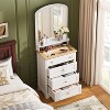 White Drawer Dresser with Mirror - Charge Station and LED Strip, 4 Drawer Cabinet with Cristal Knobs, Modern Makeup Vanity Table for Bedroom - 3 of 4