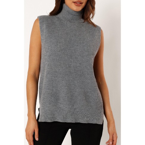 Petal And Pup Womens Celaena Turtleneck Sleeveless Sweater - Grey L ...