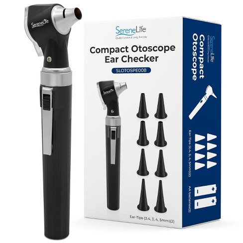 SereneLife 6.5" Fiber Optic Internal Ear Inspection Instrument - Otoscope with LED Light, 3x Magnification, Washable Tips - image 1 of 4