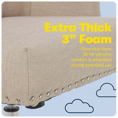 Stoneware Beige Twill Fabric Swivel Office Chair with Fixed Arms