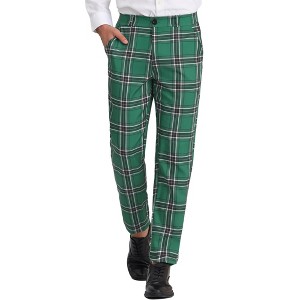 Lars Amadeus Men's Plaid Regular Fit Formal Business Dress Pants - 1 of 4
