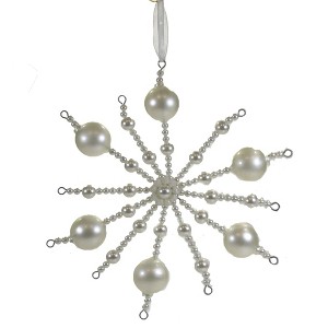 8.0 Inch Pearl Snowburst Ornament Beads Vintage Tree Ornaments - 1 of 3