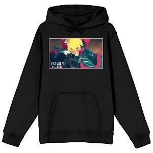 Trigun Stampede Vash & Logo Long Sleeve Black Adult Hooded Sweatshirt - 1 of 3