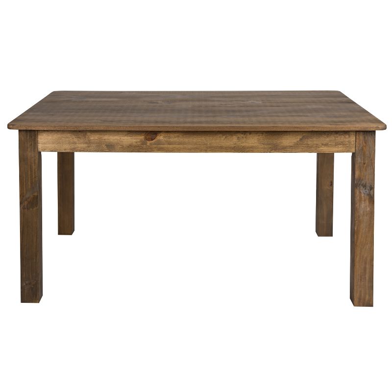 Emma and Oliver 60" x 38" Rectangular Antique Rustic Solid Pine Farm Dining Table, 4 of 15