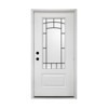 PexFix 36"x80" Smooth Fiberglass Entry Door 3/4 View Frosted Glass Classic Front Entrance Right Hand Inswing White Primed Knock-Down Door - 3 of 4