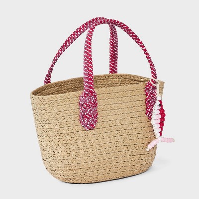 Universal Thread Straw Mini Tote Handbag with Fish Charm - Universal Thread™ Natural — фото 3