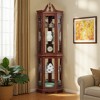 SpassWay 31"H Lighted Walnut Corner Display Cabinet Adjustable Glass Shelves for Entryway Living Room - 3 of 4