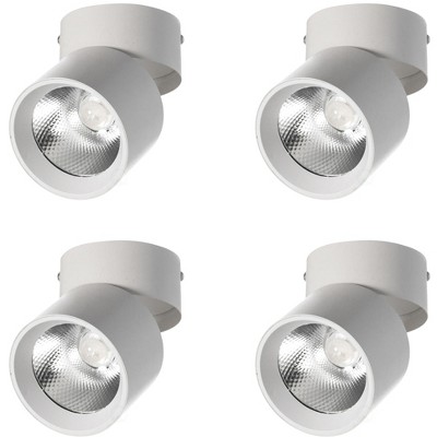 Aluminum Round LED Ceiling Spotlight - Adjustable Downlight with 15 Watt Cool White 4000K - Energy Efficient Ceiling Mounted Spot Light Black Set of 2