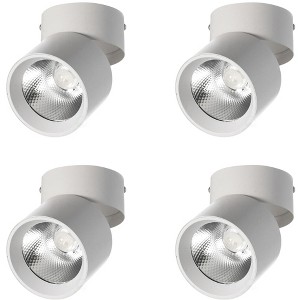 Aluminum Round LED Ceiling Spotlight - Adjustable Downlight with 15 Watt Cool White 4000K - Energy Efficient Ceiling Mounted Spot Light Black Set of 2 - 1 of 4
