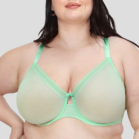 Curvy Couture Women's Plus Sheer Mesh Full Coverage Unlined Underwire Bra  Appletini 44DD