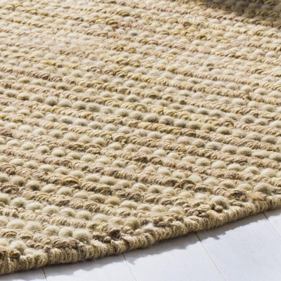 Beige and Multicolor Round Hand-Knotted Wool Area Rug
