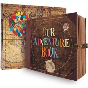 Attop Our Adventure Book Travel Souvenir Diary Photo Book, Scrapbook, Photo Album, Retro Style, Vintage Guestbook DIY - 1 of 4