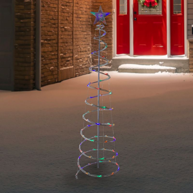 Northlight 6ft LED Lighted Spiral Cone Tree Outdoor Christmas Decoration, Multi Lights, 2 of 5