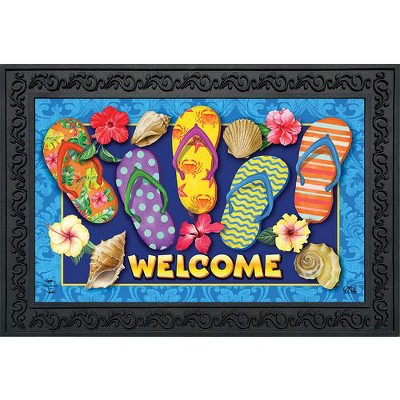 Colorful Paradise Flip Flops 24" x 15" Rubber Outdoor Doormat