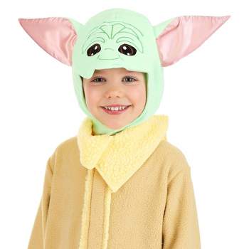 HalloweenCostumes.com One Size Fits Most   Kid's Star Wars The Mandalorian Grogu Hood, Black/Pink/Green